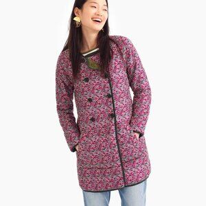 J.Crew x Liberty S Reversible Quilted Puffer Jacket Coat Green Pink Flor…